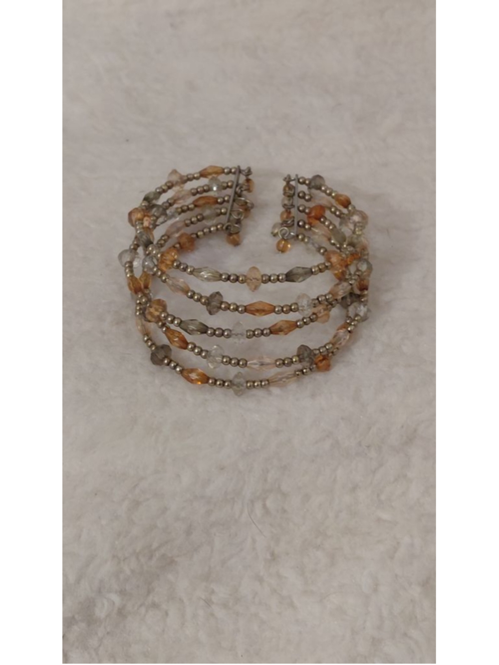 Women's Beaded Coil Bracelet One Size Orange Clear